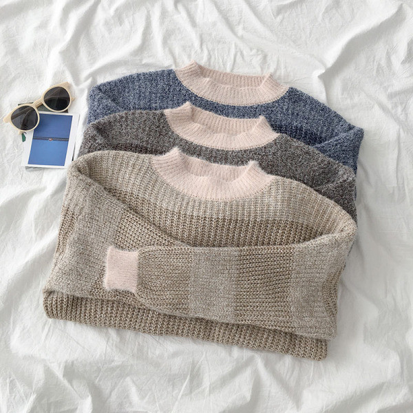 Női alkalmi pulóver három színben széles modell