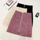 Stílusos női bársony szoknya cipzárral három színben