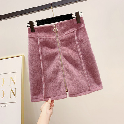 Stílusos női bársony szoknya cipzárral három színben