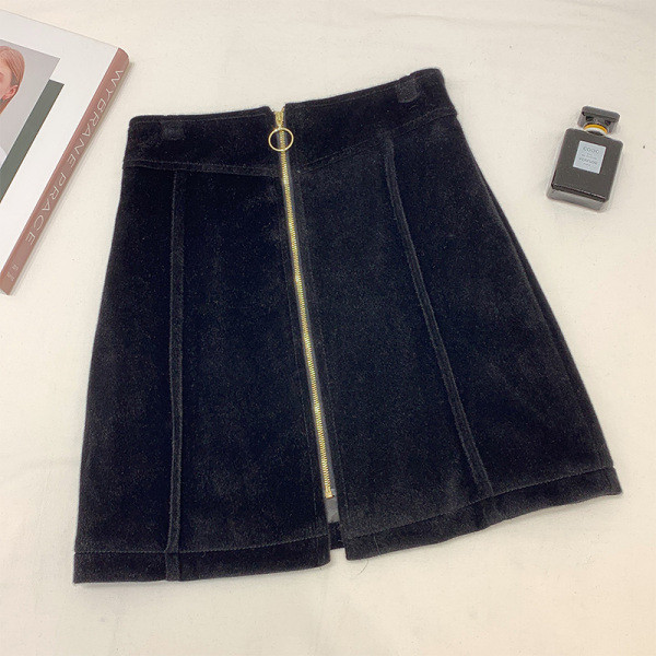 Stílusos női bársony szoknya cipzárral három színben