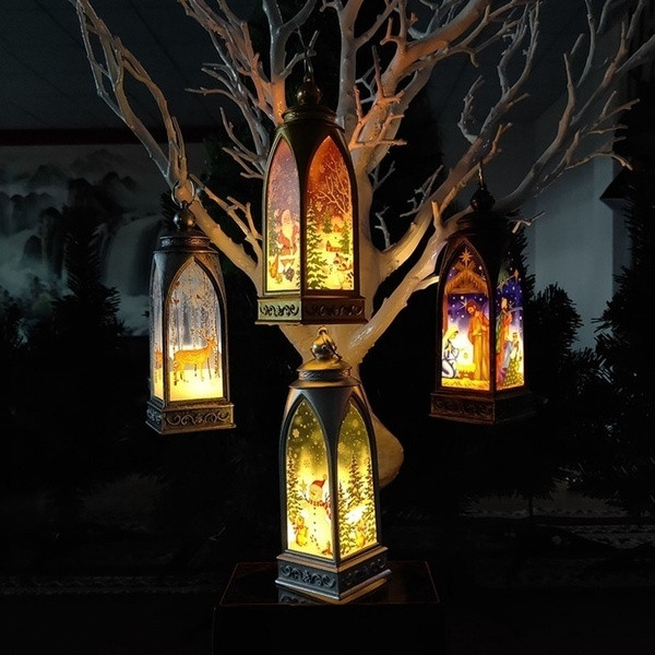 Lantern PVC de Craciun cu desene acrilice - 4 modele