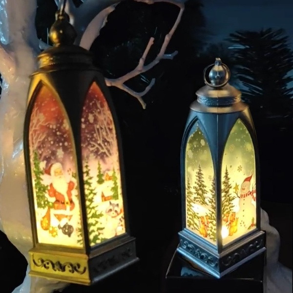 Lantern PVC de Craciun cu desene acrilice - 4 modele