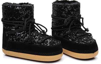 Alkalmi női csizma flitterekkel és fűzős szürke és fekete színben