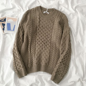 Női alkalmi pulóver ovális nyakkivágással, két színben