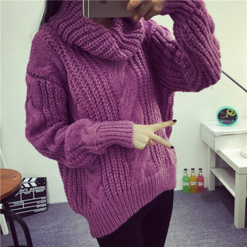 Tκομψό γυναικείο πουλόβερ  με υψηλό κολάρο σε διάφορα χρώματα