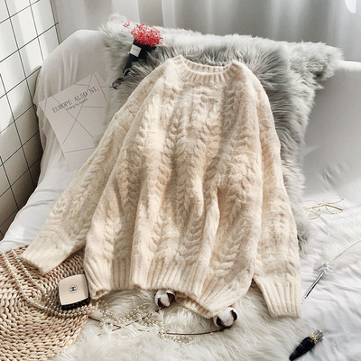 Női téli pulóver kerek nyakkivágással, többféle színben