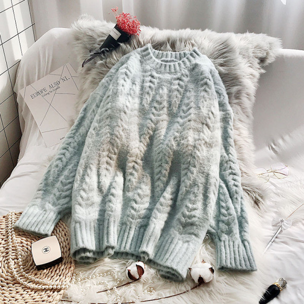 Női téli pulóver kerek nyakkivágással, többféle színben