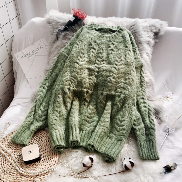 Női téli pulóver kerek nyakkivágással, többféle színben