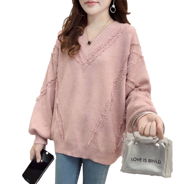 Modern női pulóver spitz nyakkivágással, több színben