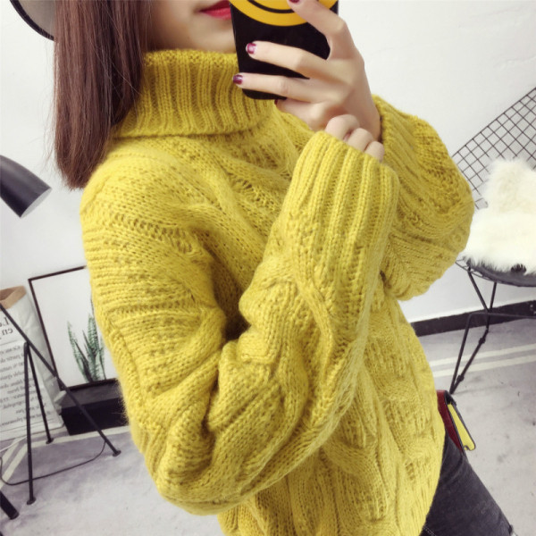 Modern női téli pulóver magas gallérral több színben