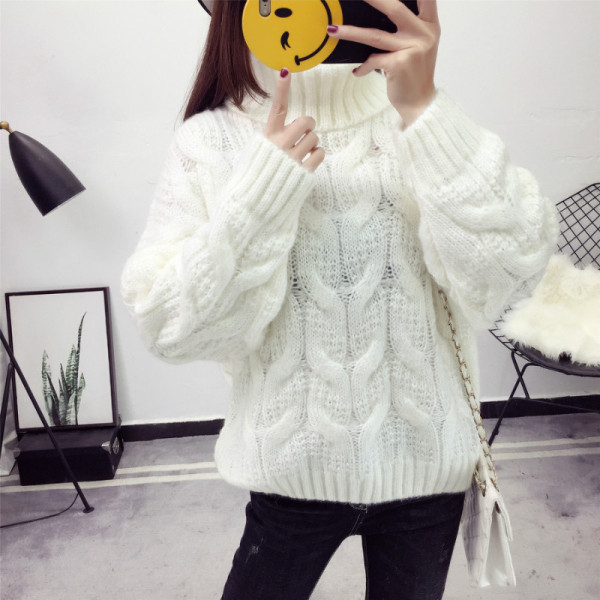 Modern női téli pulóver magas gallérral több színben