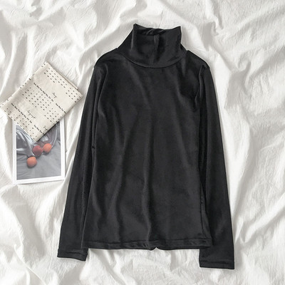 Modern női bársony blúz öt színben pólógallérral