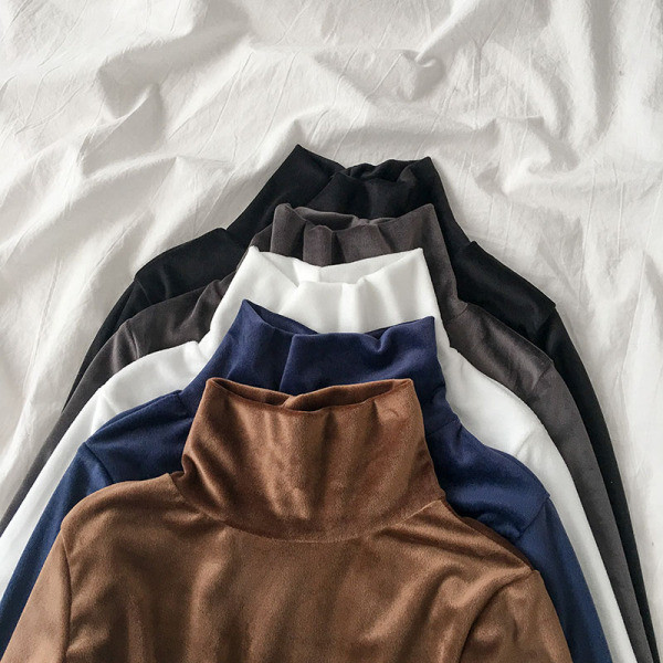 Modern női bársony blúz öt színben pólógallérral