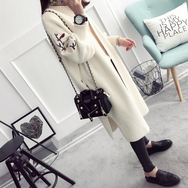 Cardigan casual dama cu broderie colorata in mai multe culori