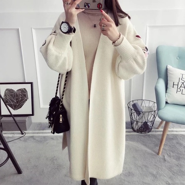 Cardigan casual dama cu broderie colorata in mai multe culori