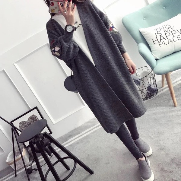 Cardigan casual dama cu broderie colorata in mai multe culori