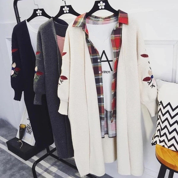 Cardigan casual dama cu broderie colorata in mai multe culori