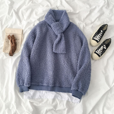 Alkalmi női pulóver széles modell fehér és kék színben