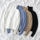 Modern női pulóver négy színben polo gallérral és gombokkal