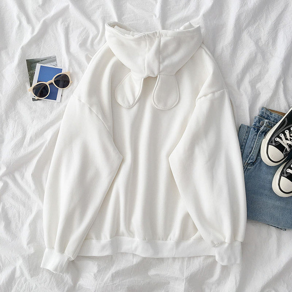 Γυναικείο φούτερ σε δύο χρώματα με κορδόνια και τρισδιάστατο στοιχείο