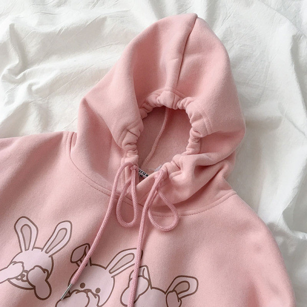 Γυναικείο φούτερ σε ροζ χρώμα με εφαρμογή και κουκούλα