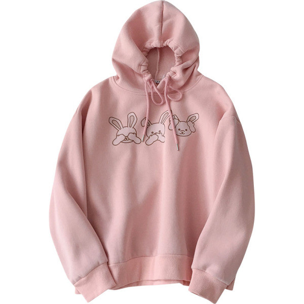 Γυναικείο φούτερ σε ροζ χρώμα με εφαρμογή και κουκούλα