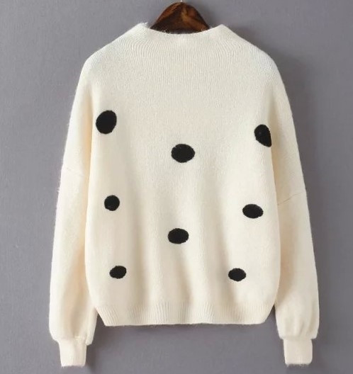 Μοντέρνο χειμερινό γυναικέιο πουλόβερ πουά σε τρία χρώματα