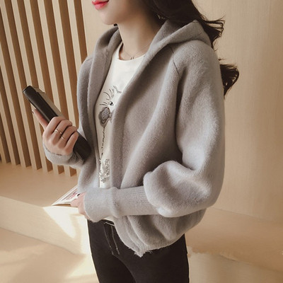 Női kardigán rövid modell kapucnival több színben