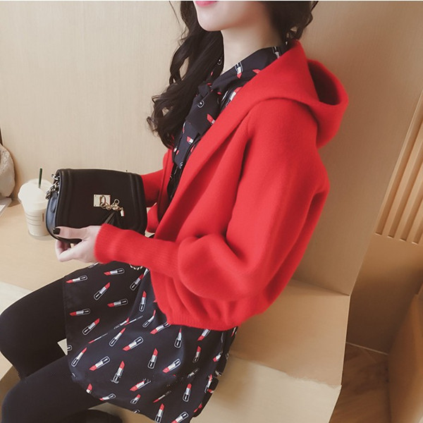 Női kardigán rövid modell kapucnival több színben