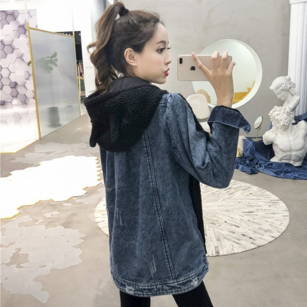 Hosszú női pehely pulóver farmer darabokkal