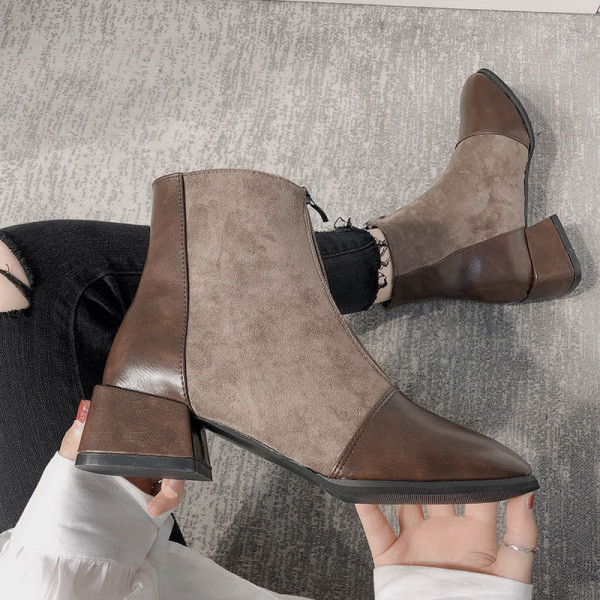 Modern női csizma barna és fekete cipzárral