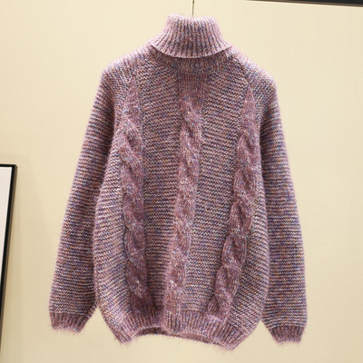 Χειμερινό γυναικείο πουλόβερ φαρδύ μοντέλο  με υψηλό γιακά σε διάφορα χρώματα