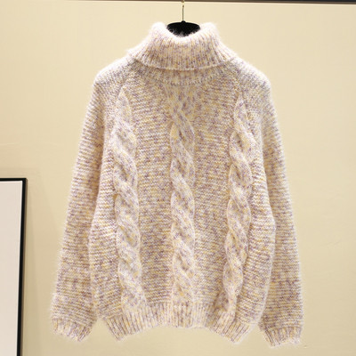 Χειμερινό γυναικείο πουλόβερ φαρδύ μοντέλο  με υψηλό γιακά σε διάφορα χρώματα