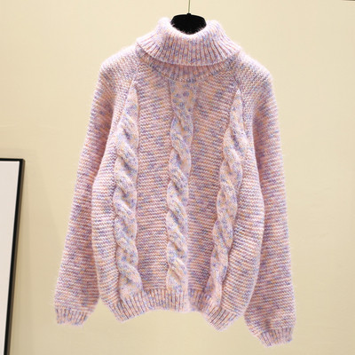 Χειμερινό γυναικείο πουλόβερ φαρδύ μοντέλο  με υψηλό γιακά σε διάφορα χρώματα