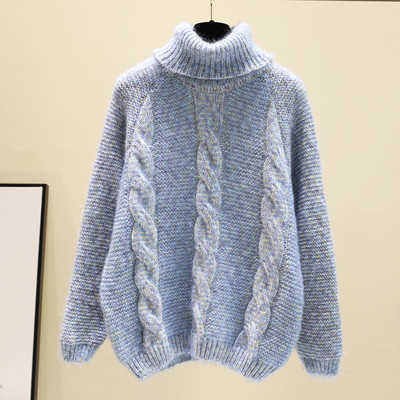 Χειμερινό γυναικείο πουλόβερ φαρδύ μοντέλο  με υψηλό γιακά σε διάφορα χρώματα