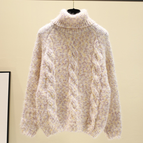 Χειμερινό γυναικείο πουλόβερ φαρδύ μοντέλο  με υψηλό γιακά σε διάφορα χρώματα