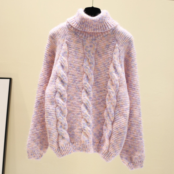 Χειμερινό γυναικείο πουλόβερ φαρδύ μοντέλο  με υψηλό γιακά σε διάφορα χρώματα