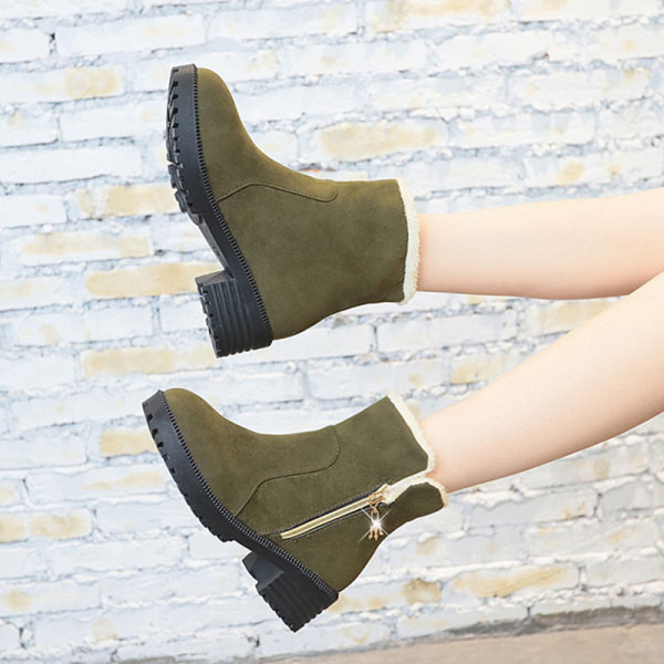 Alkalmi női csizma sima modell cipzárral és vastag sarokkal fekete, zöld és szürke színben