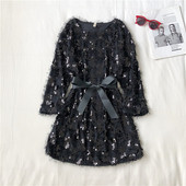 Κομψό γυναικείο φόρεμα σε πέντε χρώματα με μακριά μανίκια και πούλιες