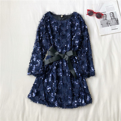 Κομψό γυναικείο φόρεμα σε πέντε χρώματα με μακριά μανίκια και πούλιες