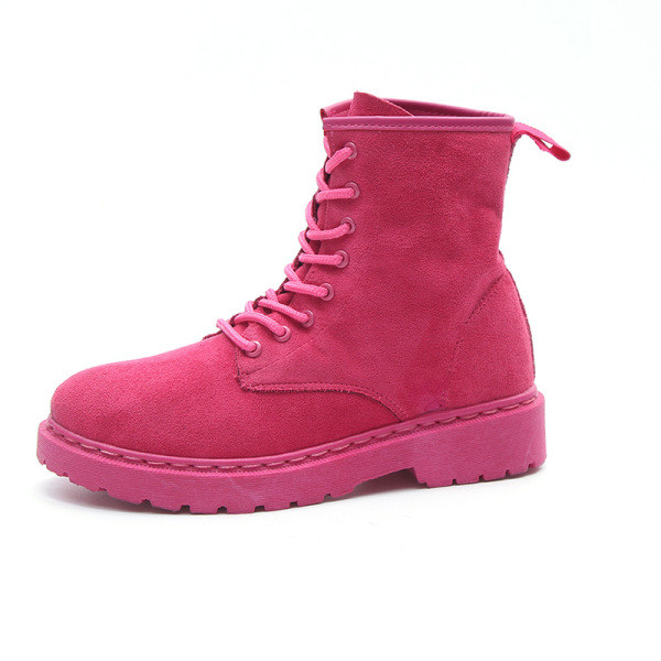 Modern női csizma eco velúr fűzőkkel, rózsaszín és fekete színben