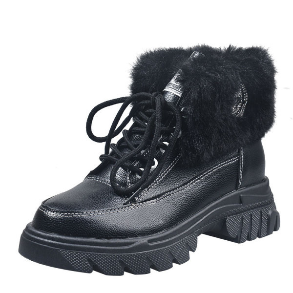 Modern női csizma fűzővel és puha béléssel fekete és bézs színben