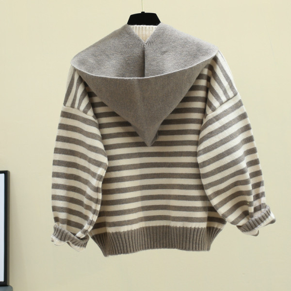 Ριγέ γυναικείο πουλόβερ  με κυκλική λαιμόκοψη σε διάφορα χρώματα