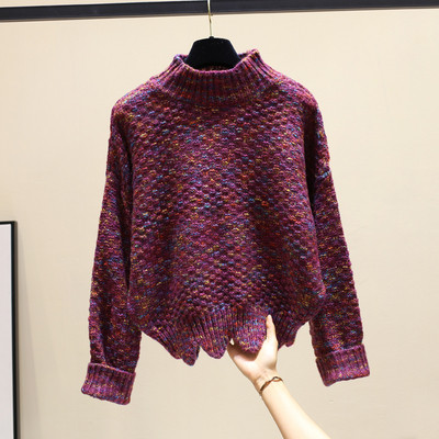 Modern női téli pulóver kerek nyakkivágással, több színben