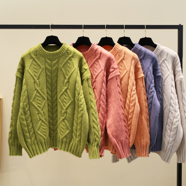 Női téli pulóver kerek nyakkivágással, több színben