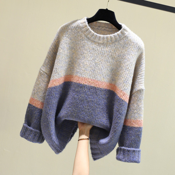 Γυναικείο casual πουλόβερ με στρογγυλό λαιμόκοψη σε διάφορα χρώματα