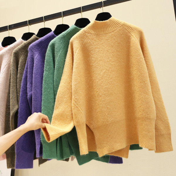 Γυναικείο  χειμωνιάτικο πουλόβερ με υψηλό κολάρο σε διάφορα χρώματα
