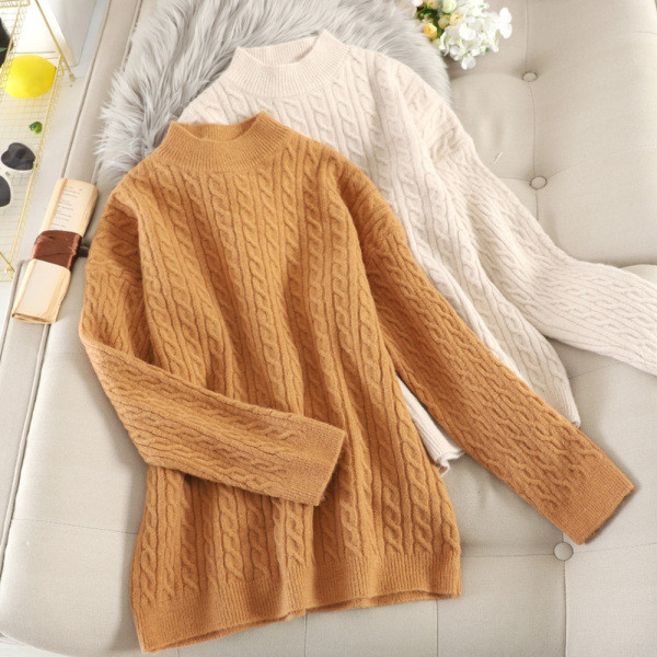 Μοντέρνο γυναικείο πουλόβερ με χαμηλό γιακά σε έξι χρώματα