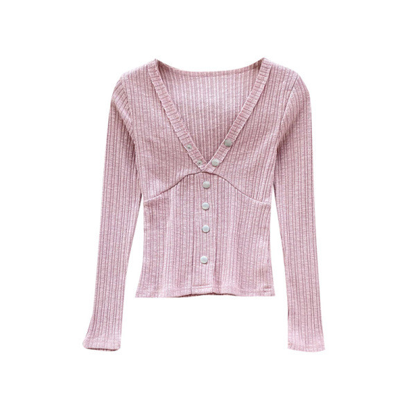 Modern női blúz spitz nyakkivágással és gombokkal, négy színben