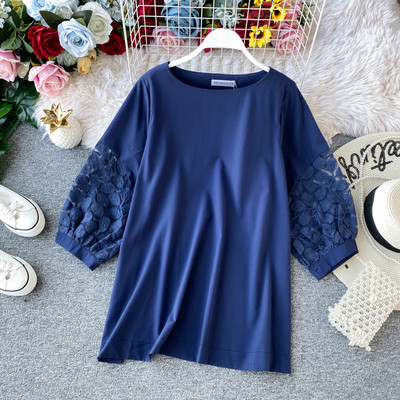 Μοντέρνα γυναικεία μπλούζα με ωοειδές λαιμόκοψη και κοντό μανίκι σε διάφορα χρώματα